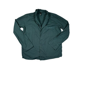 Skims Sz XS Cotton Poplin Sleep Button Up Shirt Chest Patch Pine Green Pocket